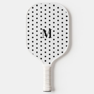 Raquette De Pickleball Monogramme à pois noir et blanc 