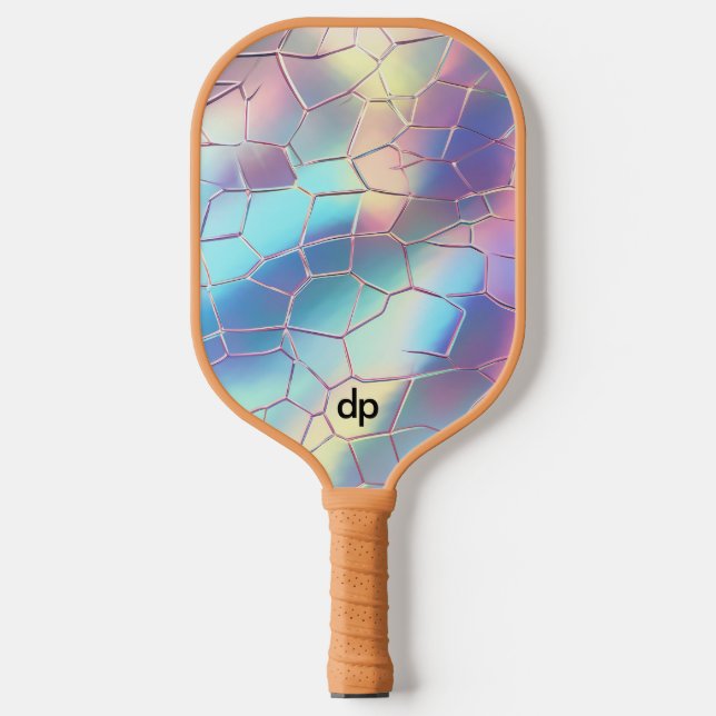 Raquette De Pickleball Monogramme Arrière - plan Holographique Foil Motif (Recto)