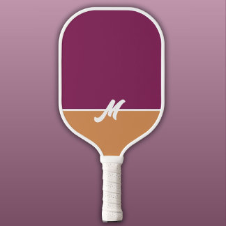 Raquette De Pickleball Monogramme Berry à deux tons et cannelle à blanc