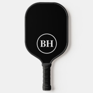 Raquette De Pickleball Monogramme blanc noir simple et élégant personnali