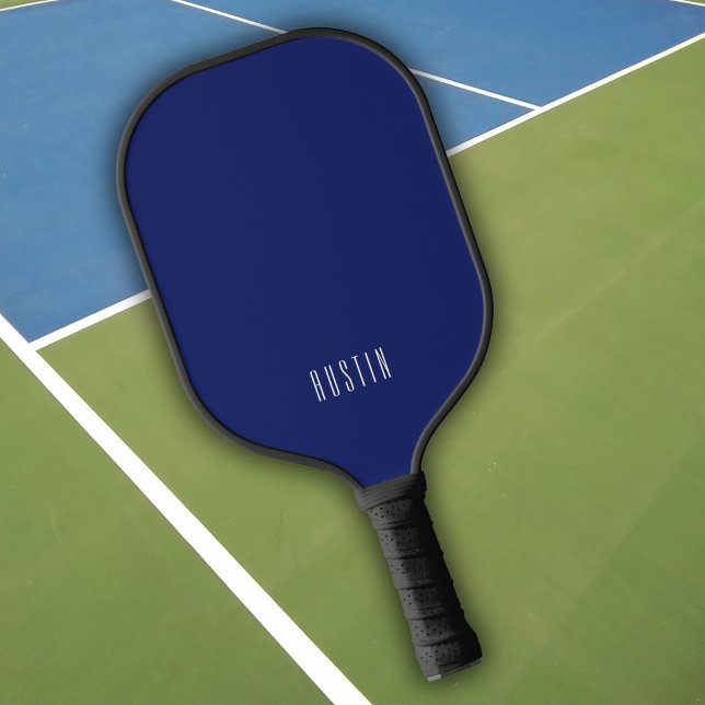Raquette De Pickleball Monogramme bleu foncé moderne Nom (Créateur téléchargé)