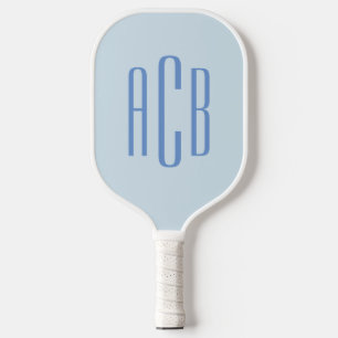 Raquette De Pickleball Monogramme bleu simple à trois lettres