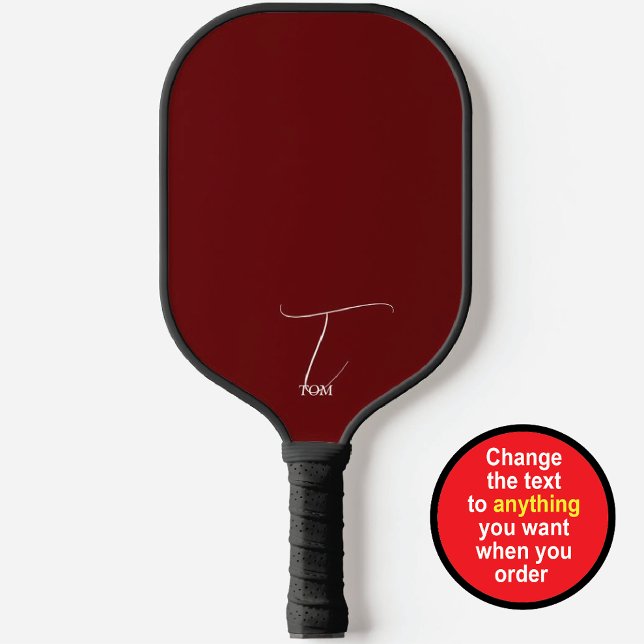 Raquette De Pickleball Monogramme Bourgogne (Créateur téléchargé)