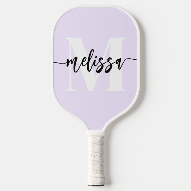 Raquette De Pickleball Monogramme Brush Calligraphie violet (Recto)