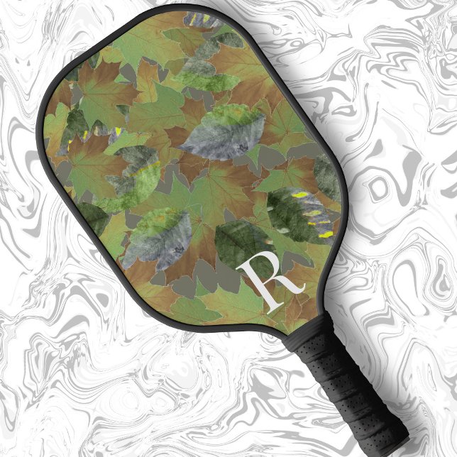 Raquette De Pickleball monogramme classique Cadeau camo feuille pour papa (Créateur téléchargé)