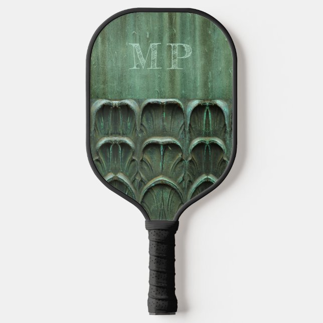 Raquette De Pickleball Monogramme d'apparence de bronze Patiné Verdigris (Recto)