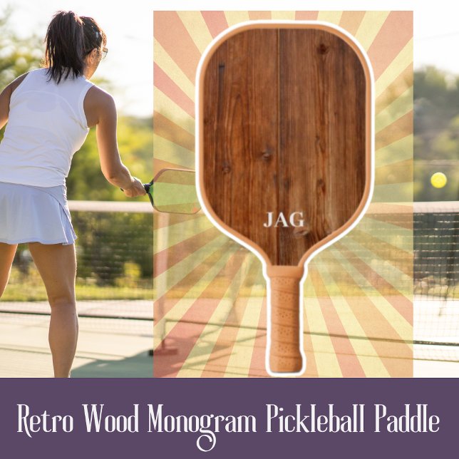 Raquette De Pickleball Monogramme de bois rétro (Créateur téléchargé)