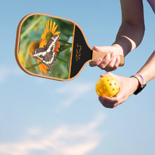 Raquette De Pickleball Monogramme de confleur orange de papillon d'hirond
