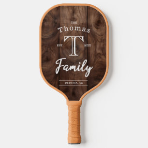 Raquette De Pickleball Monogramme de famille personnalisé