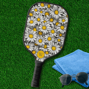 Raquette De Pickleball Monogramme de marguerites dimensionnelles