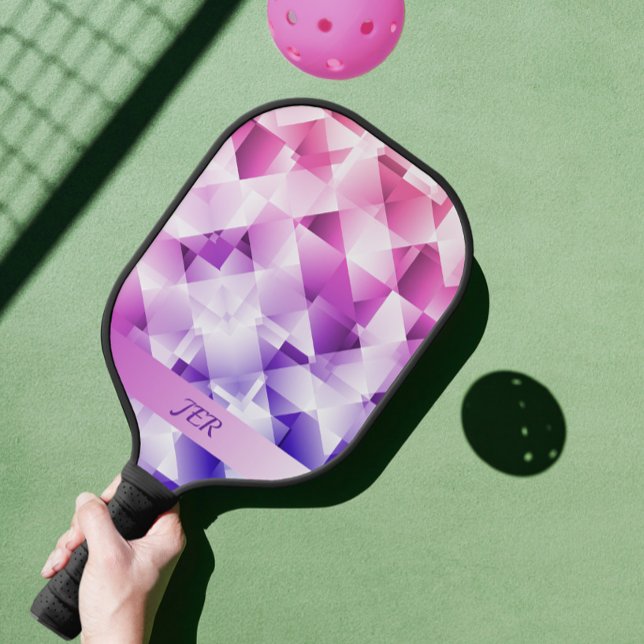 Raquette De Pickleball Monogramme de Motif géométrique moderne (Modern Geometric Gradient Pattern Monogrammed Pickleball Paddle)