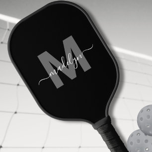Raquette De Pickleball Monogramme de nom de script moderne gras personnal