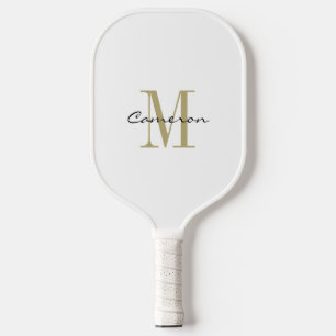 Raquette De Pickleball Monogramme d'or initial et nom personnalisé