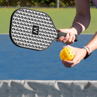 Raquette De Pickleball Monogramme Empreinte de patte maman chien