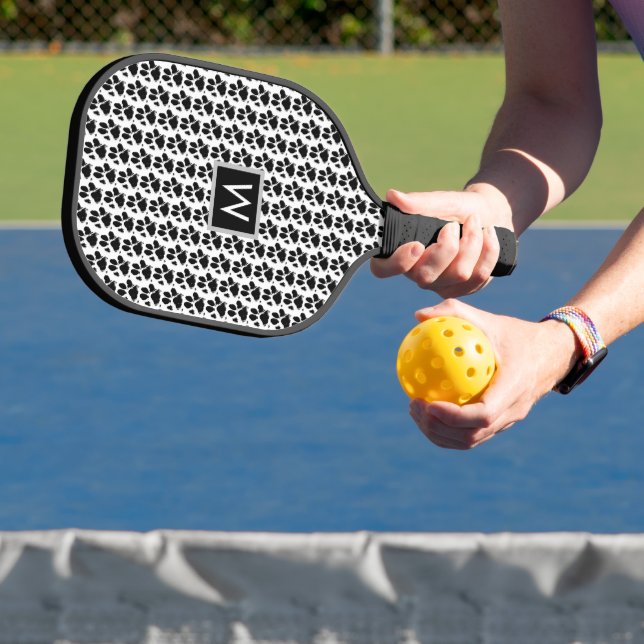 Raquette De Pickleball Monogramme Empreinte de patte maman chien (Insitu)