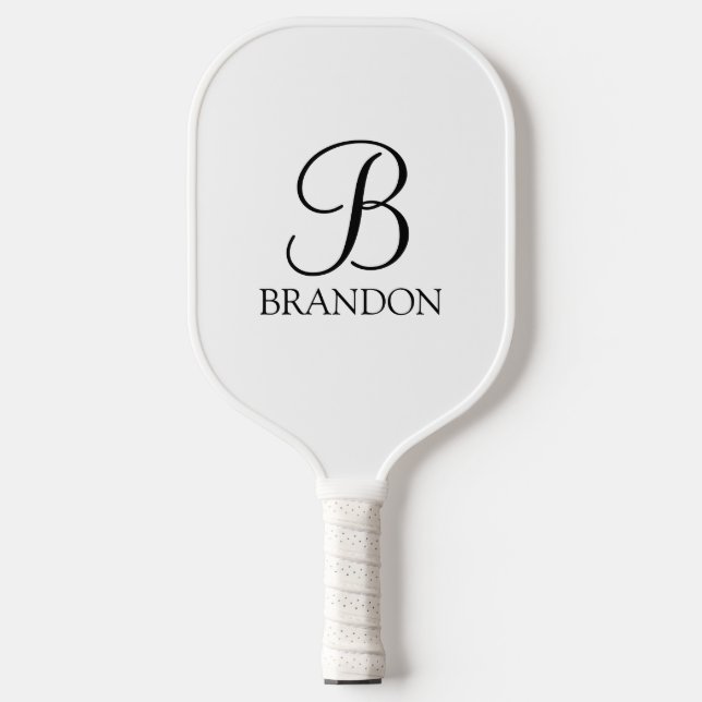 Raquette De Pickleball Monogramme et nom de script personnalisé classique (Recto)