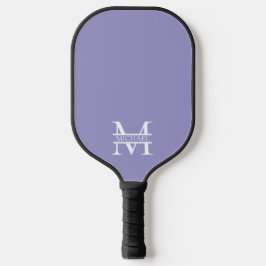 Raquette De Pickleball Monogramme et nom Elegant Purple Personnalisé