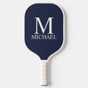 Raquette De Pickleball Monogramme et nom personnalisés classiques