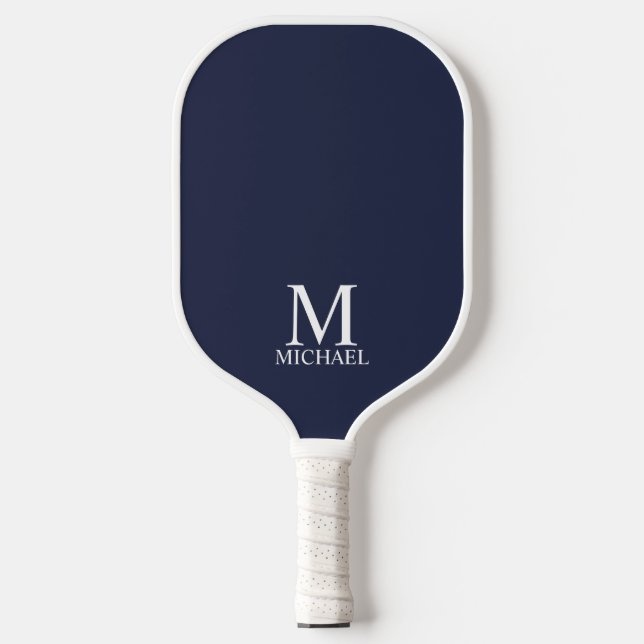 Raquette De Pickleball Monogramme et nom personnalisés classiques (Recto)