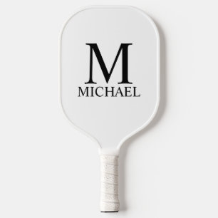 Raquette De Pickleball Monogramme et nom personnalisés classiques