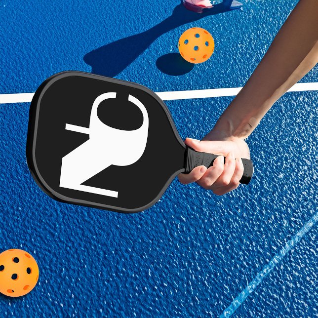 Raquette De Pickleball Monogramme Gras de chevauchement Initiales Noir et (Pickleball Bat with Modern Monogram of Linked Double Initials)