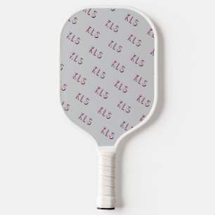Raquette De Pickleball Monogramme gris rose blanc rayé minimal