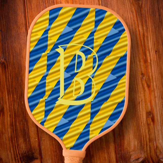 Raquette De Pickleball Monogramme initial inspiré de l'Ukraine bleue et j (Créateur téléchargé)