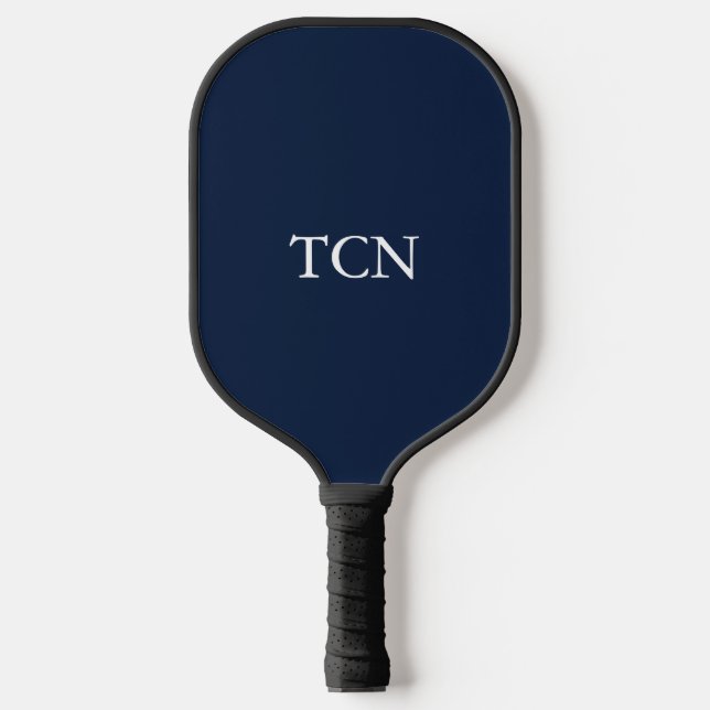 Raquette De Pickleball Monogramme Marine Bleu Blanc classique Cadeau (Recto)