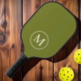 Raquette De Pickleball Monogramme Mi-Siècle solide couleur vert saule