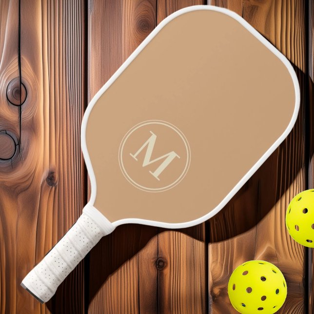 Raquette De Pickleball Monogramme Mi-Siècle solide Pêche couleur Kiss (Créateur téléchargé)