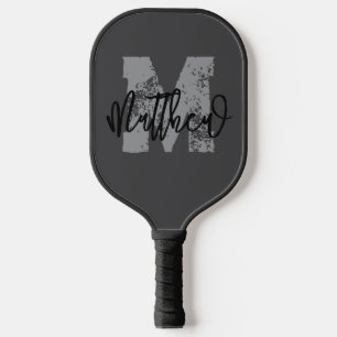 Raquette De Pickleball Monogramme Moderne Cool Grunge Ajoutez Votre Nom
