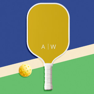 Raquette De Pickleball Monogramme moderne minimaliste moutarde jaune