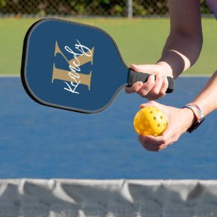 Raquette De Pickleball Monogramme moderne Nom du script à la main Couleur