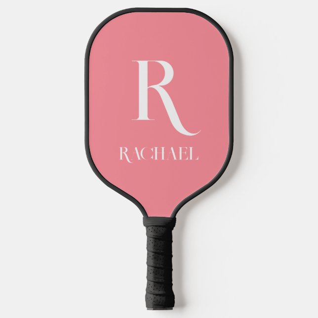 Raquette De Pickleball Monogramme moderne rose élégant (Recto)