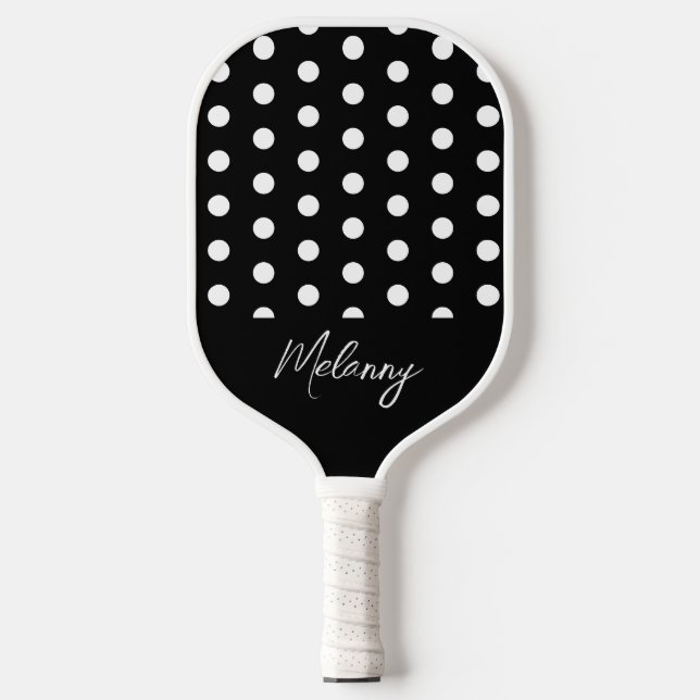 Raquette De Pickleball Monogramme Motif rétrogradé noir élégant (Recto)