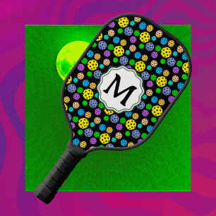 Raquette De Pickleball Monogramme multilingue Pickleballs Pop Art