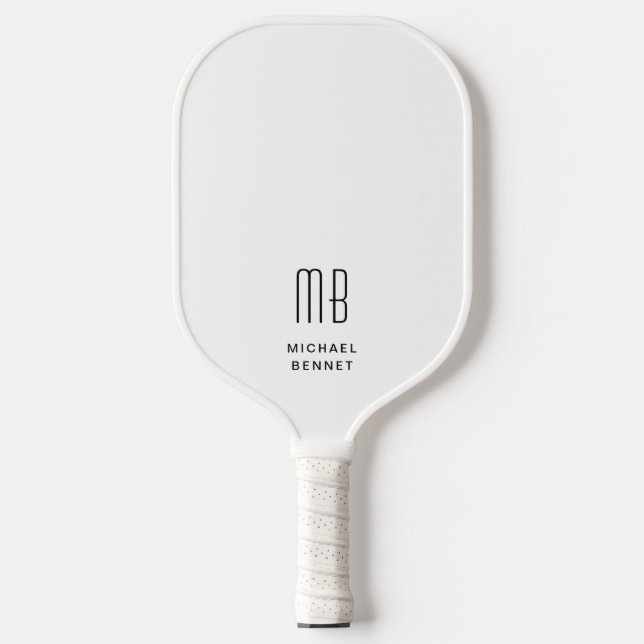 Raquette De Pickleball Monogramme noir et blanc moderne (Recto)