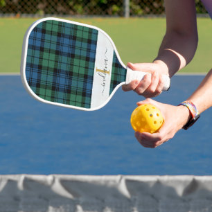 Raquette De Pickleball Monogramme Nom du script Plaid Clan Campbell Tarta