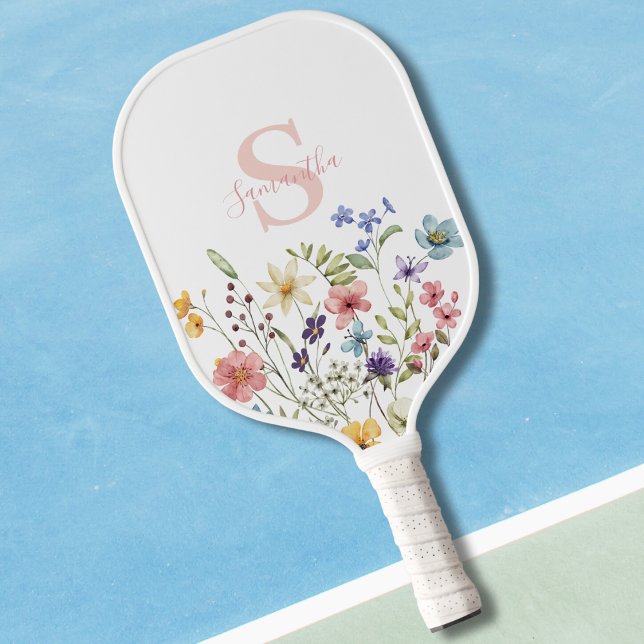 Raquette De Pickleball Monogramme Pagaie de Pickleball Botanique Floral (Créateur téléchargé)
