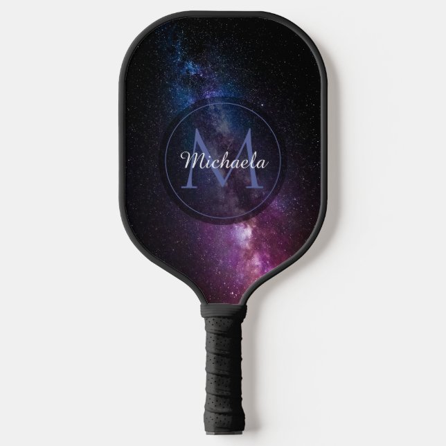 Raquette De Pickleball Monogramme personnalisable à voie lactée (Recto)