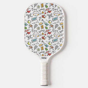 Raquette De Pickleball Monogramme personnalisé motif Kawaii