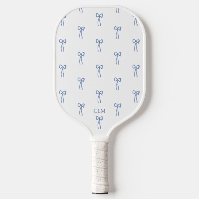 Raquette De Pickleball Monogramme Petit Bow bleu (Recto)