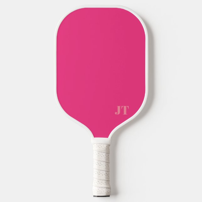 Raquette De Pickleball Monogramme rose clair simple et rose pâle (Recto)