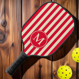 Raquette De Pickleball Monogramme rose de cueillette de cerises du milieu