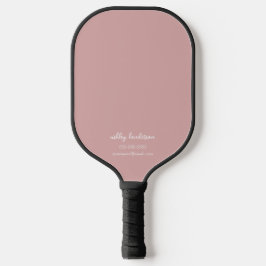 Raquette De Pickleball Monogramme rose minimaliste moderne Nom + Coordonn