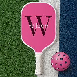 Raquette De Pickleball Monogramme rose mou et fille simple Initiale et no