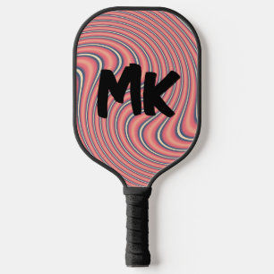 RAQUETTE DE PICKLEBALL MONOGRAMME ROSE RETRO SWIRL PERSONNALISÉ