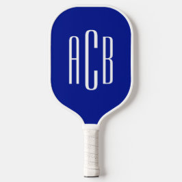 Raquette De Pickleball Monogramme royal bleu simple à trois lettres