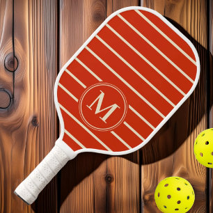 Raquette De Pickleball Monogramme Sang rayé du milieu du siècle Couleur o
