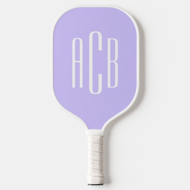 Raquette De Pickleball Monogramme simple à trois lettres pâle (Recto)